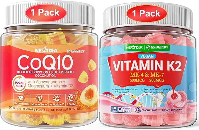 Nextdia Bundle: Coq10 100mg 200mg Gummies &amp Vitamin K2 Gummies