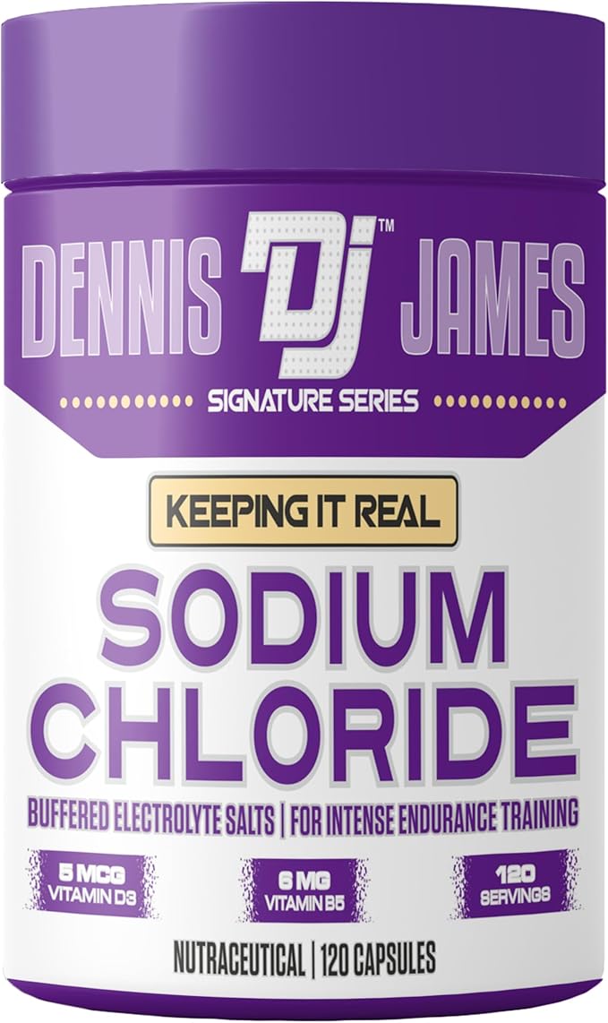 Dennis James Signature Series Sodium Chloride – 1000mg | 120 Capsules | Electrolyte Support Hydration Balance &amp Muscle Function | Non-GMO | 120 Servings