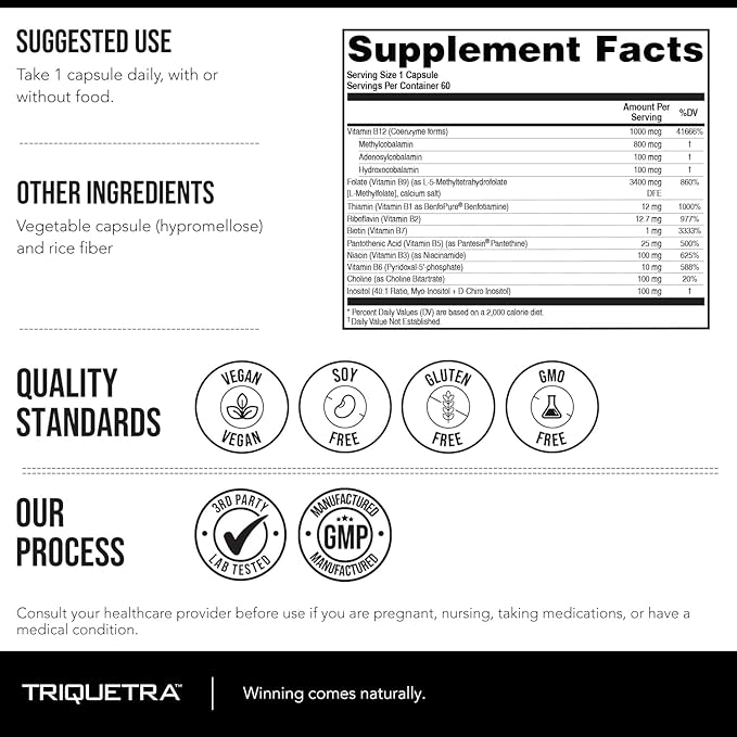 BioActive Vitamin B Complex - Blood Stream Ready Methylated B Complex - Featuring Methylfolate 3 BioActive Forms of B12 BenfoPure® B1 &amp Pantesin® B5 - 12 B Vitamins in Clinical Doses - 60 Servi
