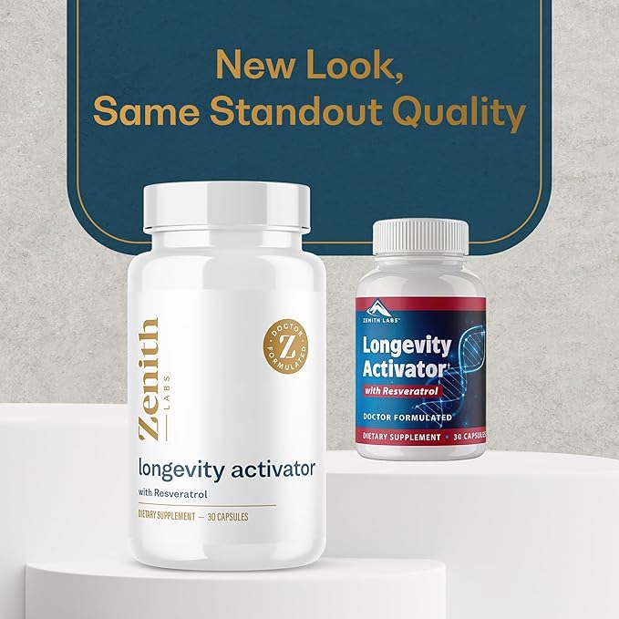Zenith Labs Longevity Activator Anti-Aging Supplement Dietary Supplement Natural Antioxidants with Resveratrol - Supports Immune Function and Healthy Memory 3 Pack