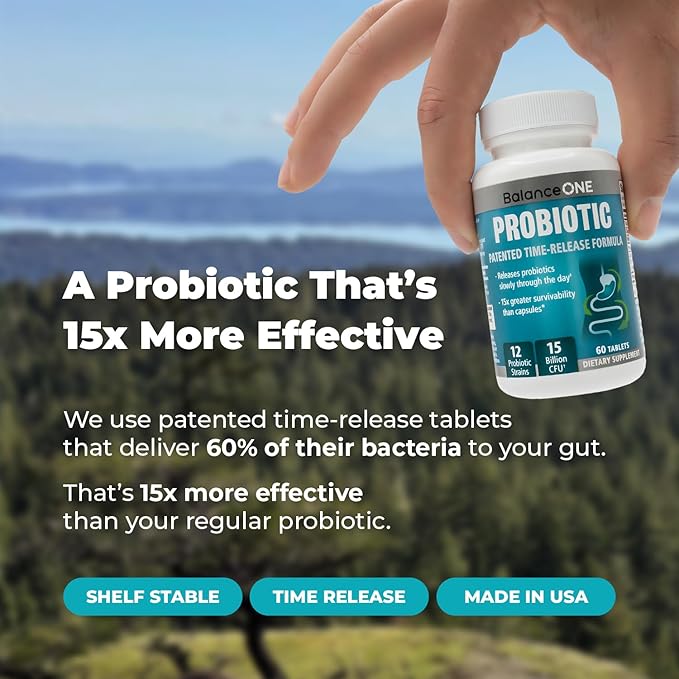 Balance ONE Probiotic &amp SerraDefend Bundle – 15 Billion CFUs Probiotic with Time-Release Technology + Serrapeptase for Healthy Digestion Immune Support &amp Gut Health – Delayed-Release Vegan