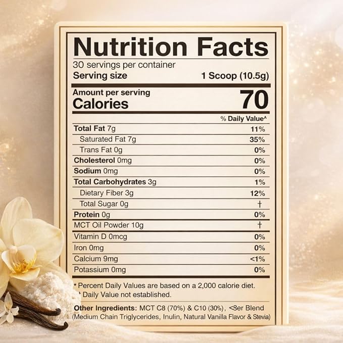 Dr. Colbert MD MCT Oil Powder | French Vanilla Flavor | by Divine Health | Keto Zone | 70% C8 | 30% C10 | 0 Net Carbs | Gluten Free | 30 Day Supply | 315g