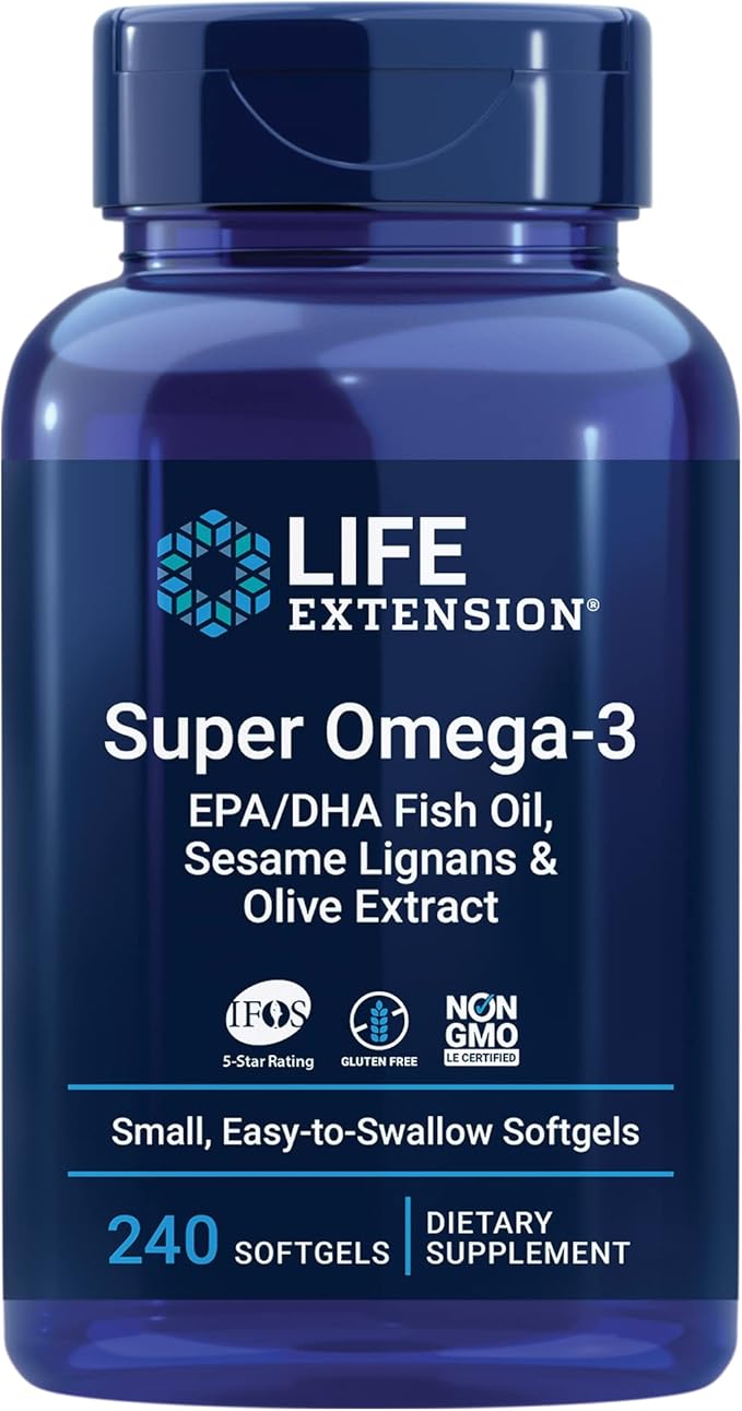Life Extension Super Omega-3 240 Softgels Fish Oil Bundle with Super-Absorbable CoQ10 60 Softgels Heart Health Supplement