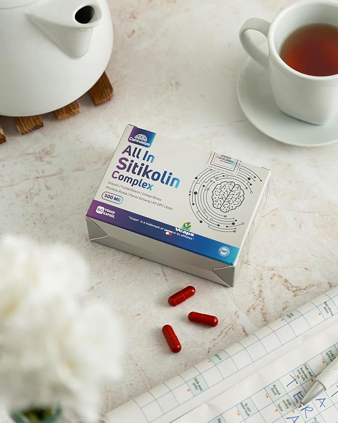 All in Citicoline Complex – Vegan Capsules with Citicoline Phosphatidylserine Ginkgo Biloba Rhodiola &amp Panax Ginseng – Supports Memory Focus &amp Mental Energy – 60 Vegan Capsules