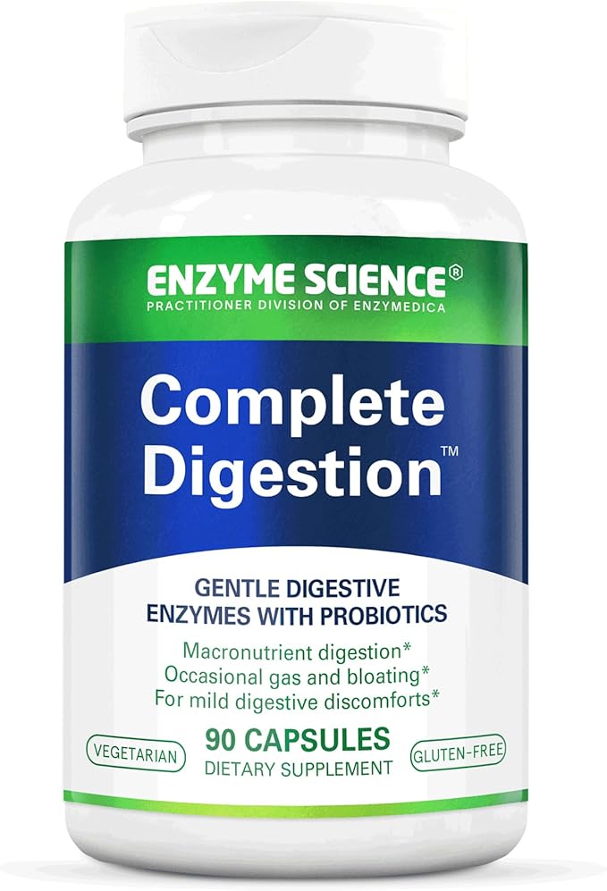 Enzyme Science - Complete Digestion Full Support for Digestive Health and Help Reducing Gas Bloating Indigestion and Irregularity with 125 Billion CFU Probiotics Vegetarian 90 Capsules