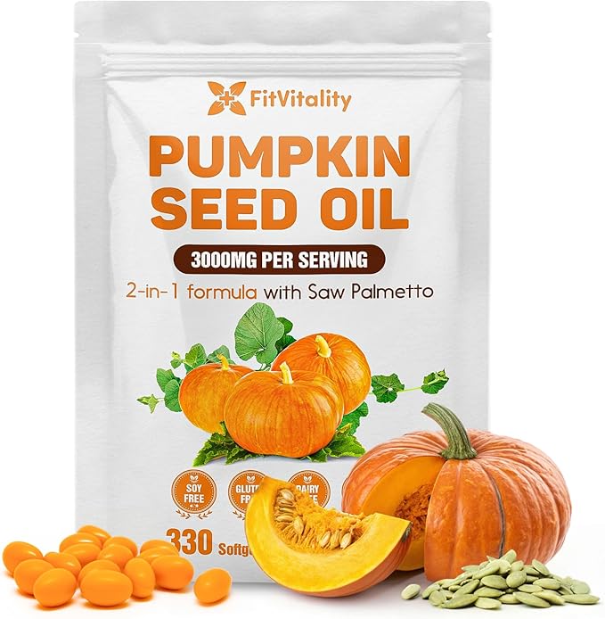 Pumpkin Seed Oil Softgels 330 Count Premium Herbal Supplement Cold-Pressed Vegan Non-GMO