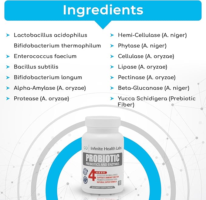 Probiotic Supplement/Infinite Health - 90 Small Easy to Swallow Capsules - All Natural Helps Relieve Digestive Problems &amp Gas - Improves Immune System 2.1 Billion CFUs per Capsule
