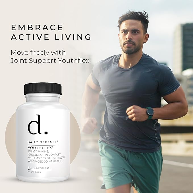 Joint Defense Glucosamine with Chondroitin &amp MSM Triple Strength Joint Support for Men &amp Women’s Mobility &amp Flexibility - 180 Capsules Made in the USA