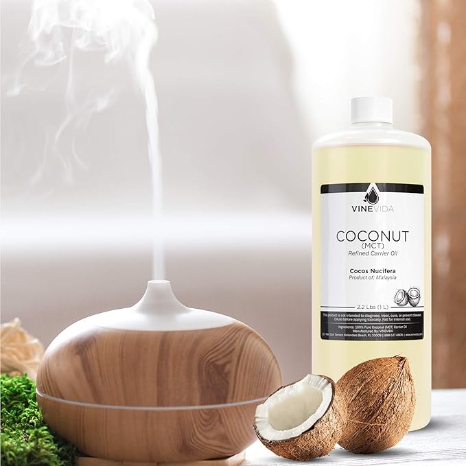 VINEVIDA MCT Coconut Carrier Oil - 32 oz - Undiluted - MCT Coconut Candle Oil - DIY Candle Scents - Bulk Carrier Oil for Soap Making - Safe for Skin