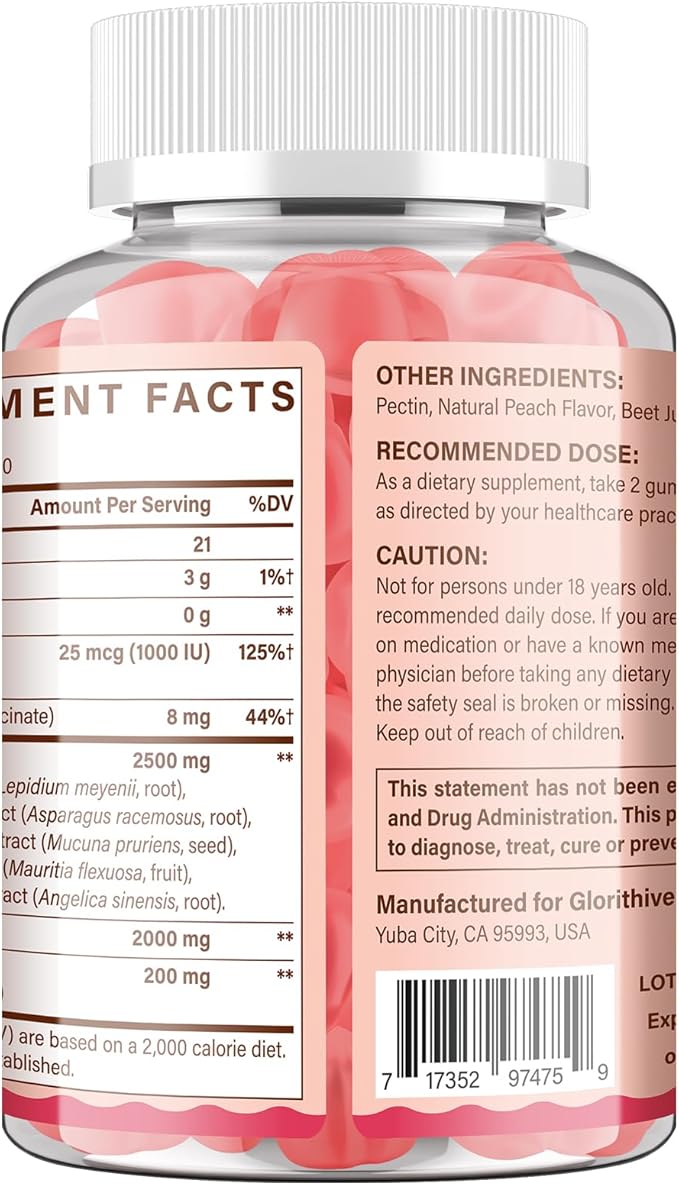 Booty Gummies Zero Sugar Vegan Peach Flavor - 60 Counts