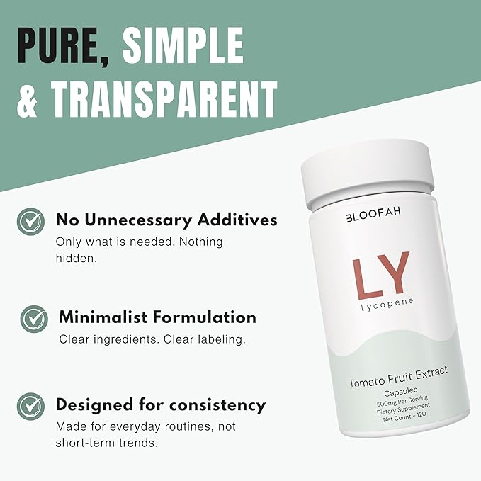 500mg Lycopene Supplement Tomato Extract 10:1 Capsules - 120 Count | 100% Pure Non-GMO &amp Gluten Free Formula | Natural Carotenoid Supplement for Health and Wellness Support