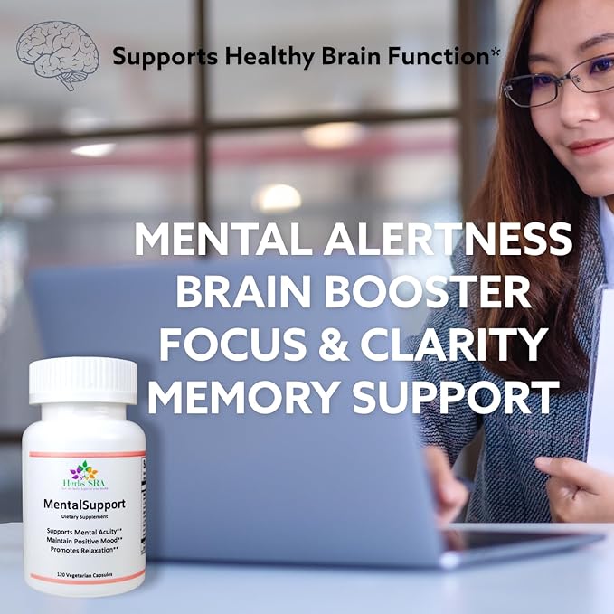 Mental Support Supplement with Magnesium L-Threonate Alpha GPC L-Tyrosine L-Tryptophan &amp 5-HTP Supports Mental Acuity Mood &amp Relaxation 120 Vegetarian Capsules