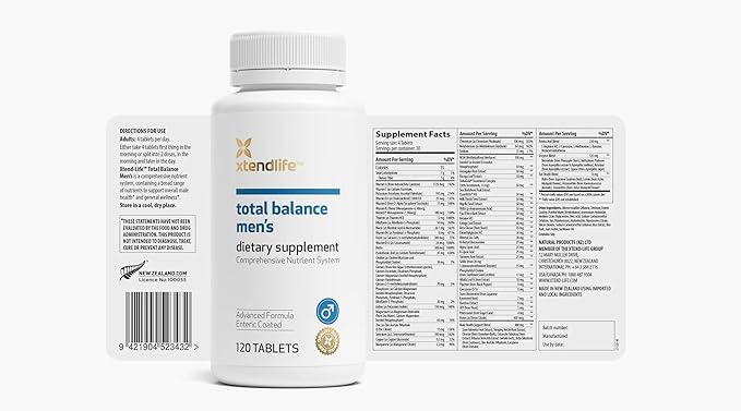 Xtendlife Total Balance Men's Multivitamin for Immune Heart Digestive &amp Cellular Health - Daily Support - 70+ Nutrients &amp Minerals - 30 Day Supply