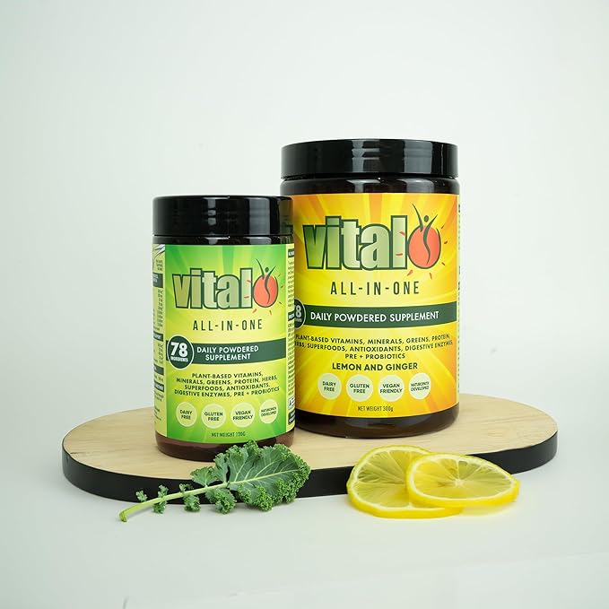 Vital All-in-One Daily Powdered Supplement - Natural Greens Superfood Powder for Energy &amp Health Super Greens Powder Drink Mix with Probiotic &amp Antioxidant Support - 10.58 oz (300 g)