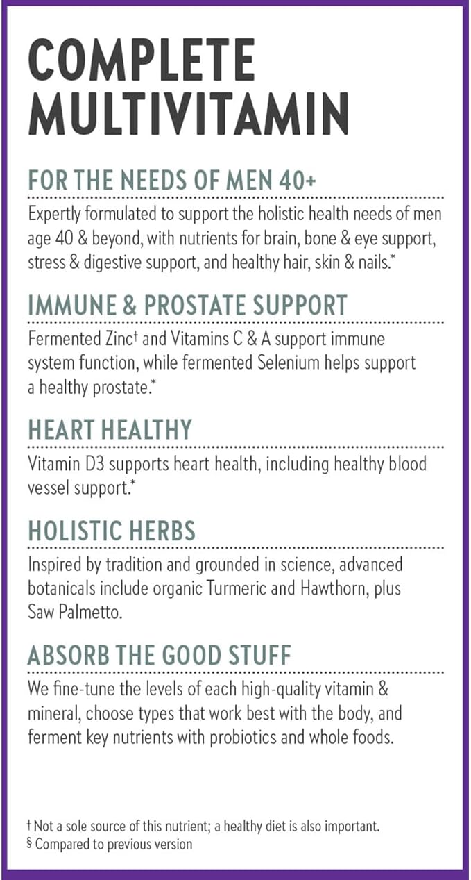 New Chapter Men’s Multivitamin 40+ Extra B6 &amp B12 D3 Vitamin C &amp Zinc Immune Heart Cellular Energy and Brain Health Gentle on The Stomach One Daily Non-GMO Gluten-Free 48 Tablets