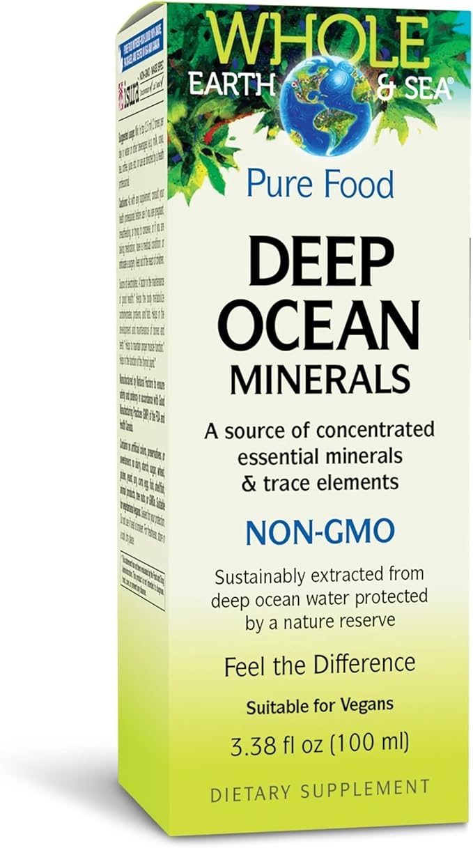 Natural Factors Whole Earth &amp Sea Deep Ocean Minerals - Supports Electrolyte Balance &amp Bone Health* - Vegan - Unflavored - 3.38 oz