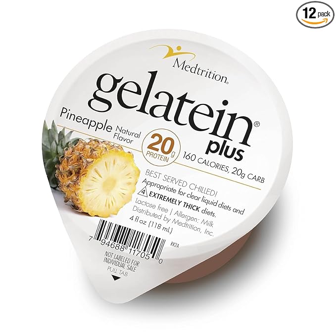 ProSource Gelatein Plus Pineapple: 20 Grams of Proteins. Ideal for Clear Liquid Diets Swallowing Difficulties Dialysis and Oncology. Great Pre or Post Workout Snack. (12 Pack) …
