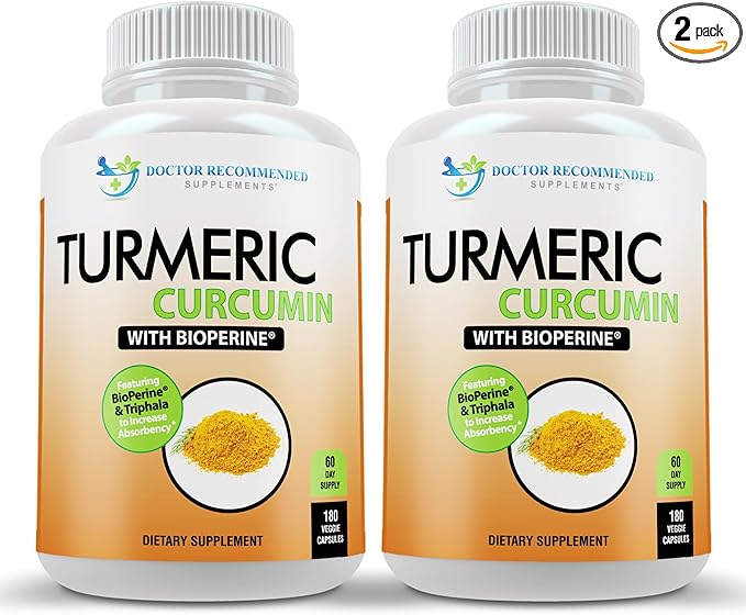 Turmeric Curcumin Supplement - 2250mg/d - Veggie Caps - 95% Curcuminoids with Black Pepper Extract (Bioperine) - 750mg Capsules - 100% Organic - Most Powerful Turmeric (Pack of 2)