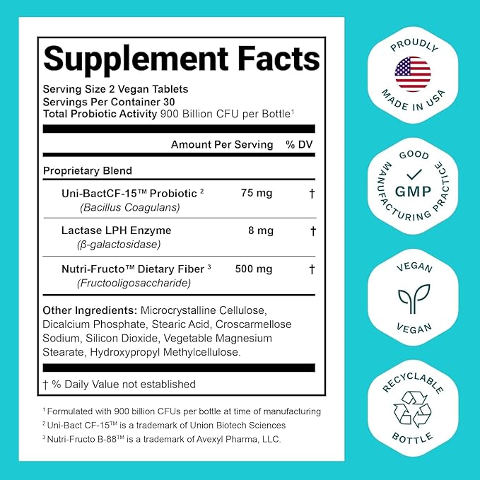 Nutrition Essentials Probiotics for Women and Men - with Lactase Enzyme and Prebiotic Fiber for Digestive Health - 4 Count of 60 Tablets