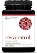 Youtheory Resveratrol Advanced Antioxidant Formula - Premium Antioxidant Supplement with Super-Fruit Blend - Contains ResVida - Dairy Soy &amp Gluten Free - 290 Tablets