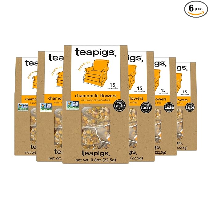 teapigs Chamomile Flowers Tea 15 Count (Pack of 6)