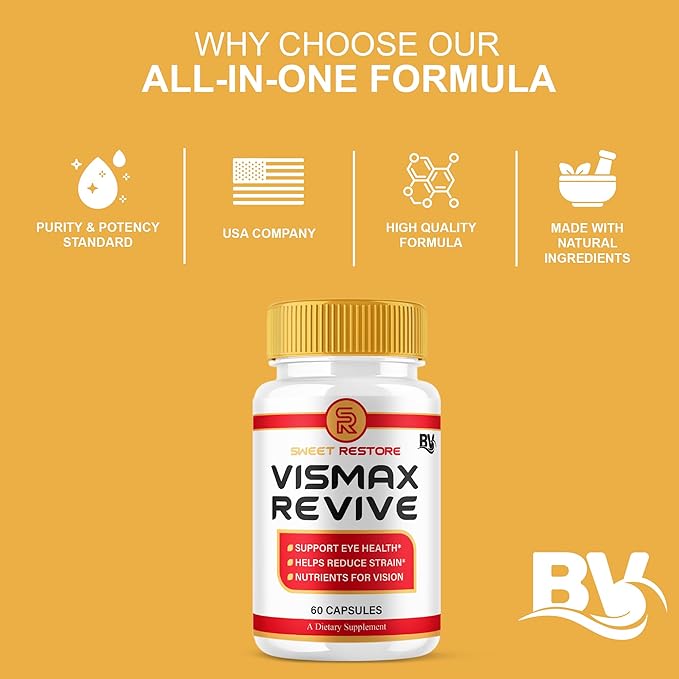 BLUE VIBE VisMax Revive Maximum Strength Overall Vision &amp Wellness Support Supplement VismaxRevive Advanced Premium Vision Support and Eye Health Formula Supplement Pills (60 Capsules)