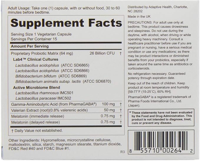 Peptiva 26 Billion CFU Probiotic and Sleep Support - Clinically Validated Multi-Strain Probiotic - Lactobacillus and Bifidobacterium Melatonin - 15 Count