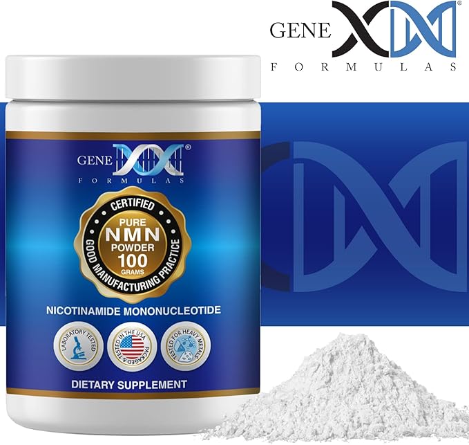 Genex Formulas Pure NMN Powder 100 Grams Instant Dissolve Shelf Stable Non-Synthetic PVP Free Ultra-Low Density 99.9% Pure NMN Made in a US-Based GMP NSF &amp FSSC 22000 Certified Facility