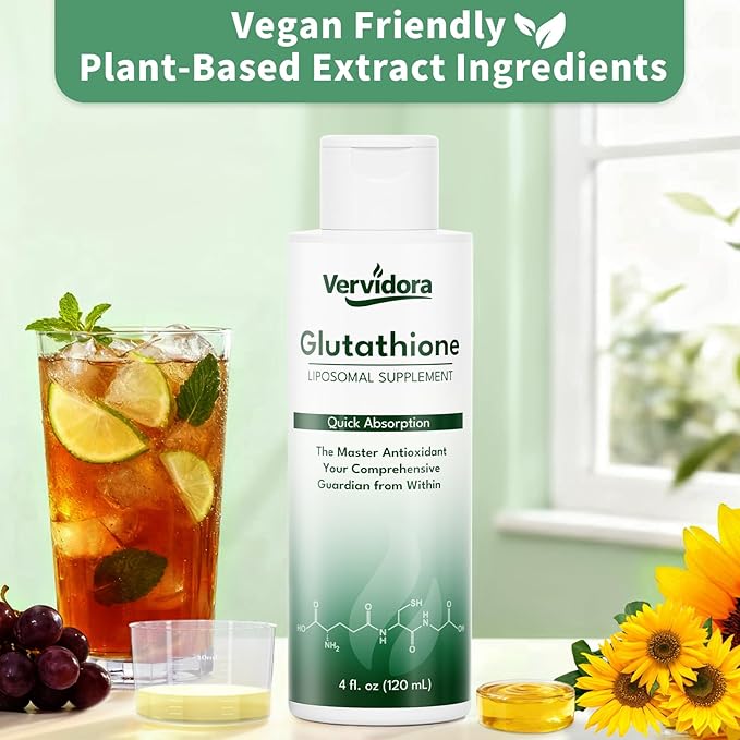 Liposomal Glutathione High Absorption Liquid Glutathione Supplement Support Natural Detoxification Antioxidant Improve Skin Health Enhance Immunity 4 Fl Oz
