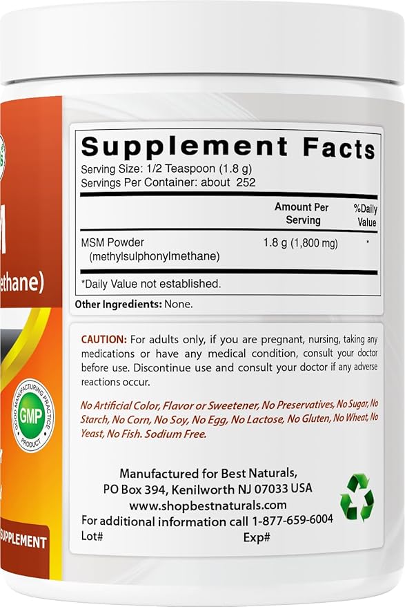 Best Naturals 100% Pure MSM Powder 1Lb (Pack of 3)