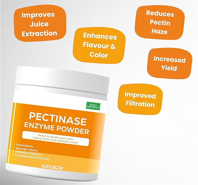 Pectinase Enzyme Powder |Premium Enzyme for Fruit Processing | Pectin-Breaking Enzyme for Juice Clarification &amp Yield Improvement | 125gm