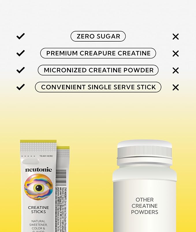 Neutonic Creatine Monohydrate | Pineapple Flavored | Premium Micronized Creapure Creatine Powder | Supports Strength and Power | Zero Sugar Vegan | Convenient Single-Serve Packets | 30 Sticks