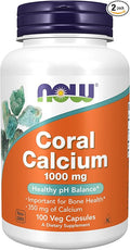 NOW Coral Calcium 1000mg 100 Capsules (Pack of 2)