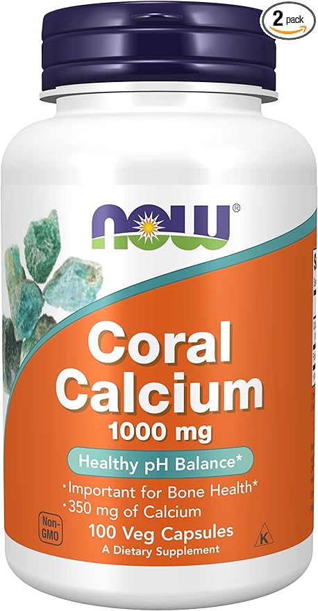 NOW Coral Calcium 1000mg 100 Capsules (Pack of 2)