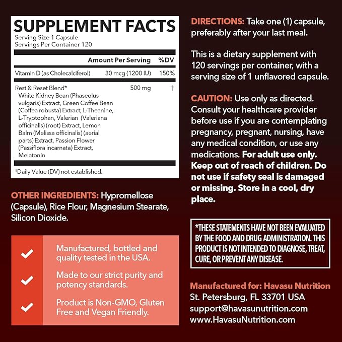 Night Time Fat Burner Metabolism Booster | Appetite Suppressant &amp Supplement to Support Weight Loss | 120 Weight Loss Supplement Pills for Men