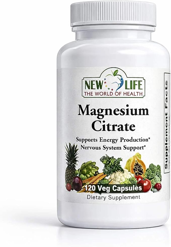 New Life Magnesium Citrate 400mg Nervous Support 120 Veg Capsules 60 Capsules