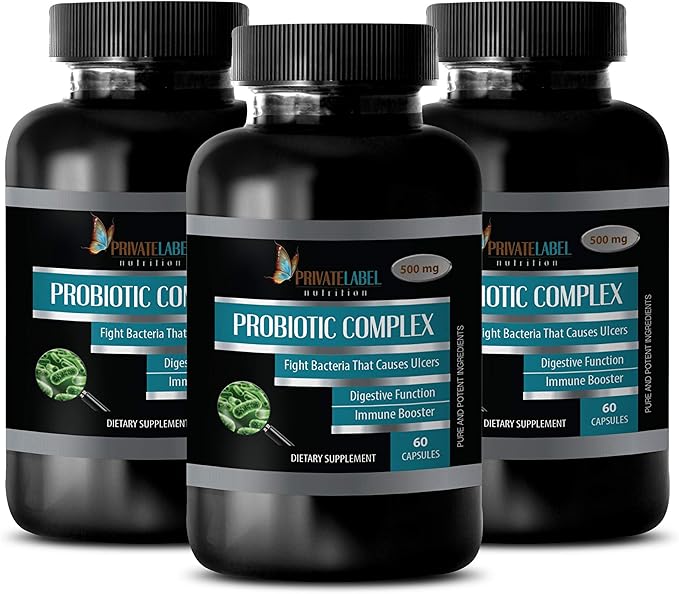 Digestive probiotic - PROBIOTIC Complex 500 MG - Dietary Supplement - Natural probiotics for Men - 3 Bottles 180 Capsules