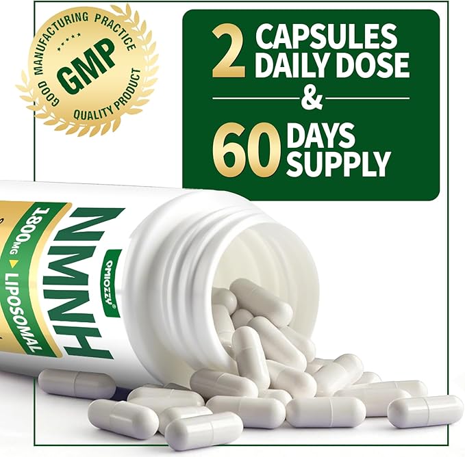 NMNH Supplement 1000mg - Nicotinamide Mononucleotide Alternative Boost NAD+ with Liposomal Resveratrol &amp Nicotinamide Riboside NR for Healthy Cellular Aging Energy 120 Vegan Non-GMO Capsules