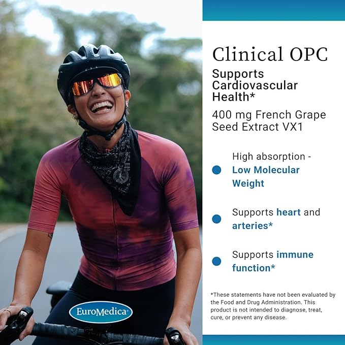 EuroMedica Clinical OPC - Cardiovascular Health &amp Focus Support Supplement - Dietary Supplement with Grape Seed Extract &amp Sunflower Lecithin - Immune Support Supplement Formula - 60 Softgels