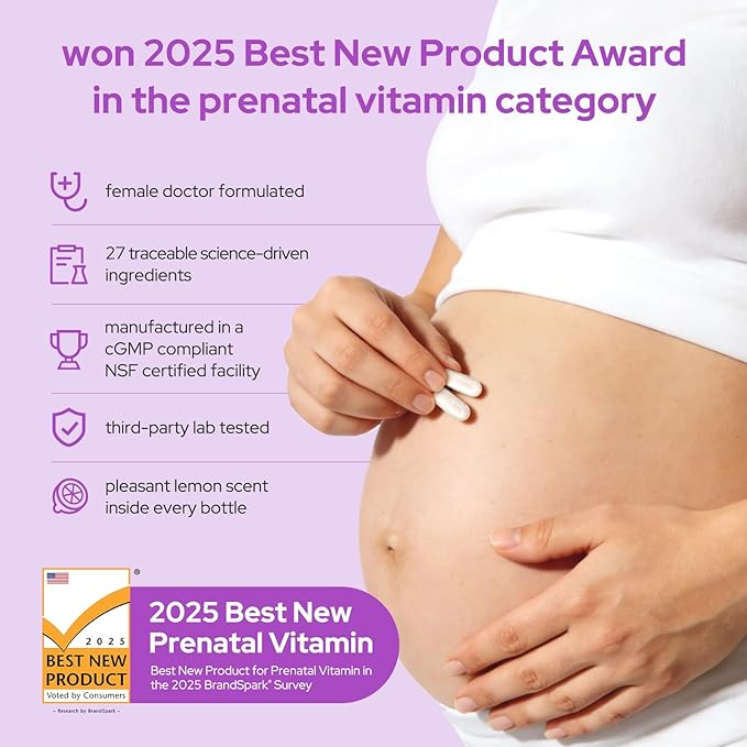 Premom Prenatal Vitamins for Women 27-in-1 Womens Prenatal Multivitamin &amp Mineral Supplement Pregnancy Essentials 680mcg 5-MTHF Methylfolate 225mg Choline &amp Iron 60 Veggie Capsules Lemo