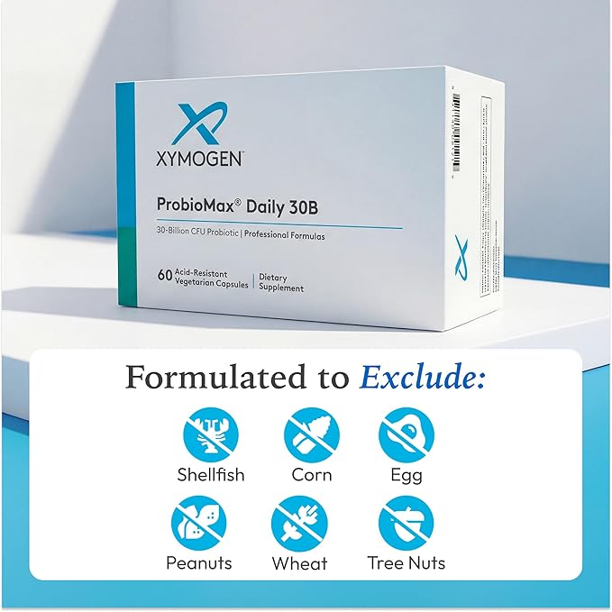 XYMOGEN ProbioMax Daily 30B - Probiotics for Digestive Health Support - Lactobacillus Acidophilus &amp Bifidobacterium Lactis HN019 - Vegetarian Gluten-Free &amp Non-GMO - 60 Capsules