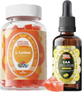 Well&ampWhole L-Lysine Gummies 1000mg and Essential Amino Acid (EAA) Liquid Drops &amp Liver Support Liquid Supplement