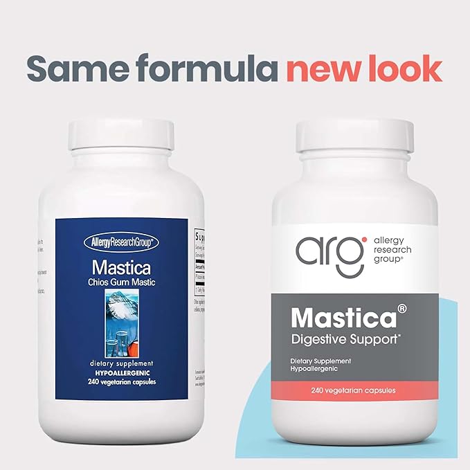 Allergy Research Group Mastica - Mastic Gum Capsules Digestive Health Supplement for Adults Mastic Resin Powder Capsules for Gut Health Support - 240 Count