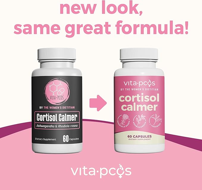 VITA-PCOS Cortisol Supplement for Women – Cortisol Vitamins for Endocrine &amp Energy Stabilizing Formula for Women – Rhodiola Rosea Extract Ashwagandha L-Theanine &amp Phosphatidylserine – 60 Ca
