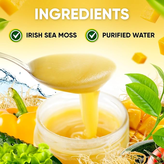 Wildcrafted Irish Sea Moss Gel 16 oz | Made in USA | Gold Seamoss Superfood | Rich in Vitamins &amp Minerals | Made with Dried Seaweed | Nutritional Supplement | Original