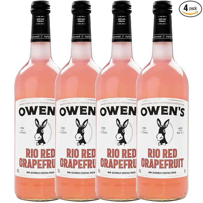 Owen’s Craft Mixers Rio Red Grapefruit Handcrafted in the USA with Premium Ingredients Vegan &amp Gluten-Free Soda Mocktail and Cocktail Mixer | 4 PACK