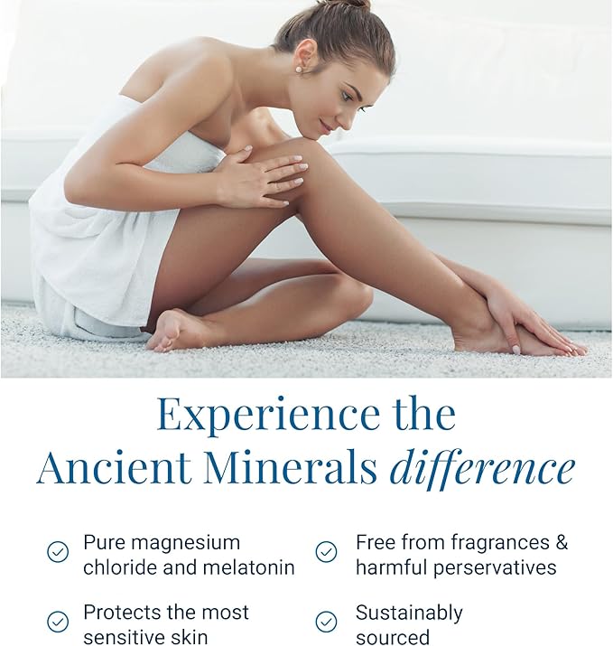 Ancient Minerals Magnesium Lotion Goodnight – Zechstein Magnesium Chloride Cream with Melatonin MSM and Organic Oils Nighttime Topical Lotion 2.5 oz