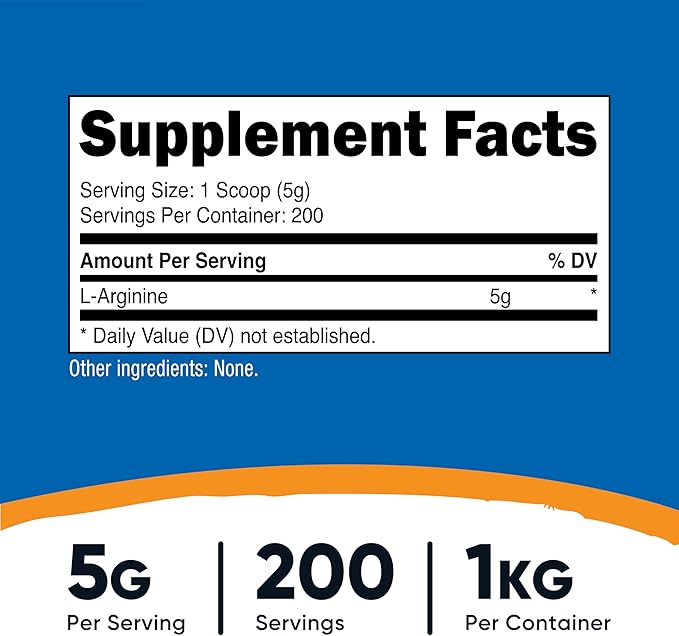 Nutricost L-Arginine Powder 1KG - Pure L-Arginine 5g Per Serving