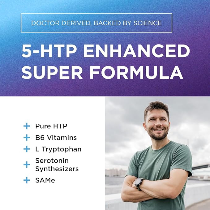 DR. EMIL NUTRITION 200 MG 5-HTP Plus with SAM-e to Maintain Normal Healthy Sleep and Create a Sense of Wellbeing - 5HTP Supplement with Vitamin B6-60 Vegan Capsules 30 Servings