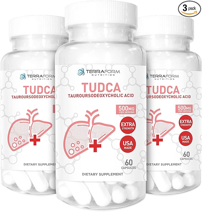 TUDCA 500mg - Pure TUDCA Supplement for Liver Support - Tauroursodeoxycholic Acid Capsules - Bile Salts for Healthy Liver Function &amp Digestive Support (3)
